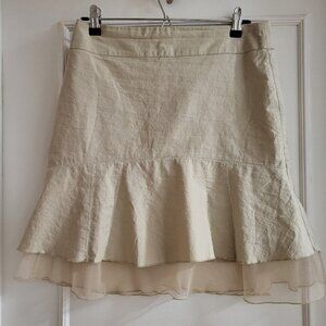 San Francisco Cream Ruffle Mini Skirt with Mesh Trim size 7